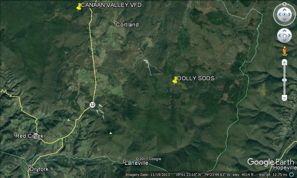 Google map of Dolly Sods area